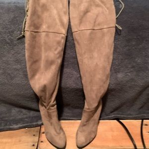 Thigh high faux suede boots